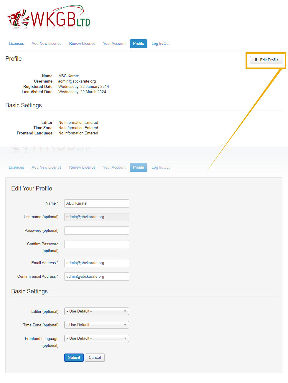 Logging-in for the first time