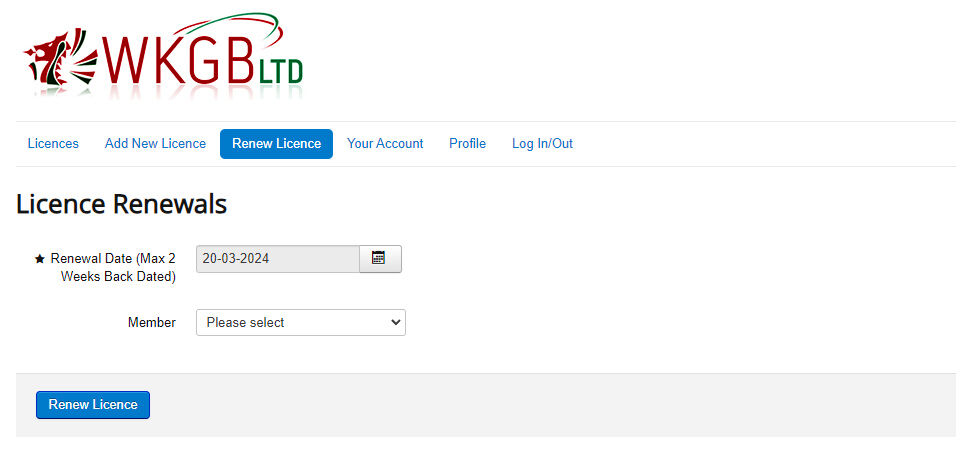 Renew / issuing licences